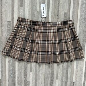 Garage Women's Brown Plaid Pleated Mini Skirt size M